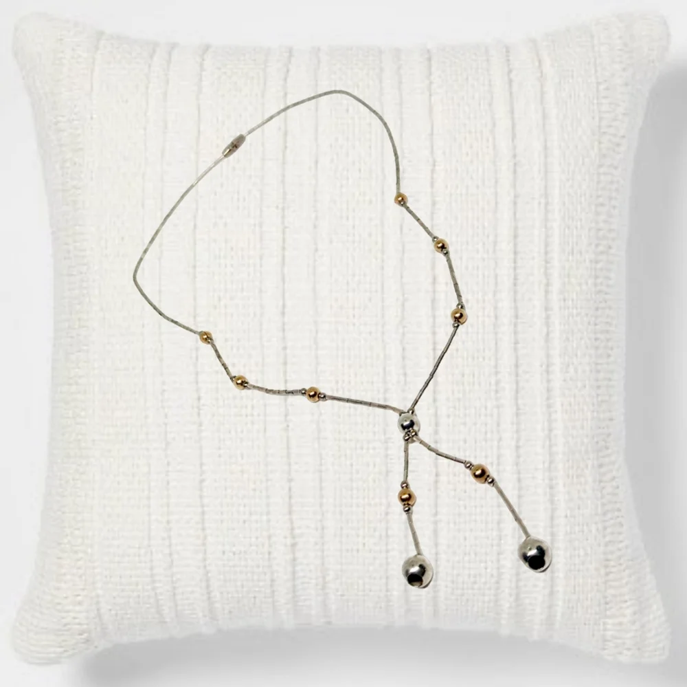 Silver Tone Choker/Necklace w/ Tiny Gold Tone Beads